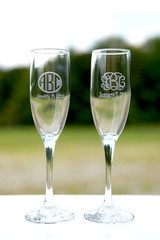 1 Personalized Wedding Party Gift Etched Engraved Toasting Champagne Flute Glass