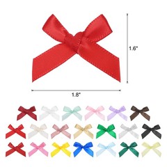 100Pcs Mini Ribbon Bow 1.8 inch Mini Fabric Satin Ribbon Multicolor