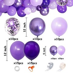 100pcs Garland Arch Kit Assorted 5” 10″ 12” Dark Pastel Purple Shades Balloons