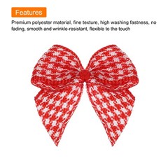 50Pcs Mini Gingham Ribbon Bow 1″ Checkered Fabric Ribbon Bows Red&White