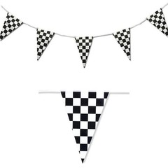 Home Flags Bunting PE Party Pennant Flag Racing 30M 30cm X 40cm Black White