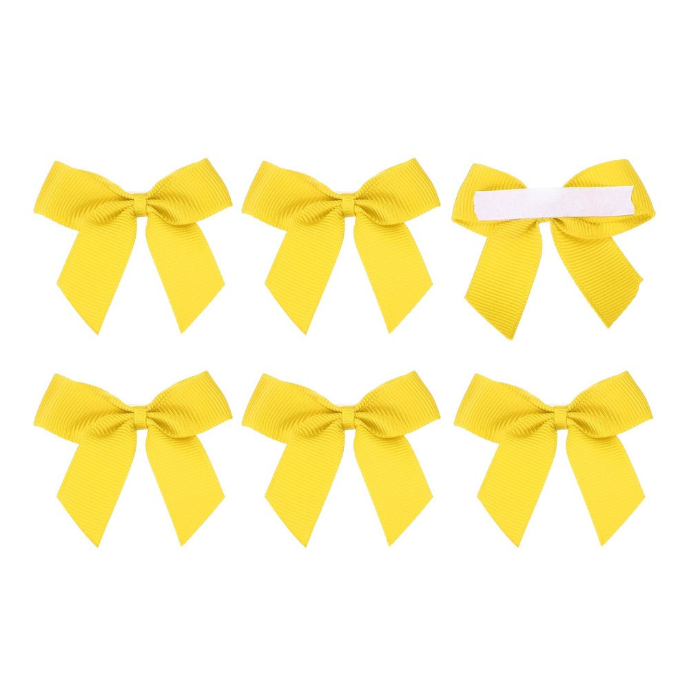 6Pcs Mini Grosgrain Ribbon Bow 2″ Self Adhesive Flower Bows Yellow