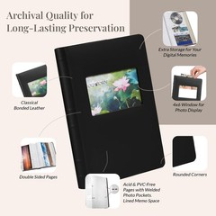 Old Town 2-Pack Bonded Leather Photo Albums, Photo Album 5×7 & 4×6 Slots, Black