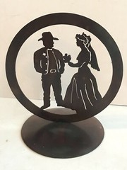 Laser Cut Steel Cake Top, Western Love, Cowboy Bride and Groom