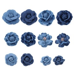 Vintage-Inspired Denim Flower Embellishments for DIY Clothing and Accessories