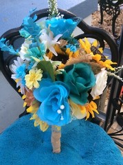 WEDDING FLOWERS BOUQUETS Decorations Sunflowers turquoise SALE THRU 9/5