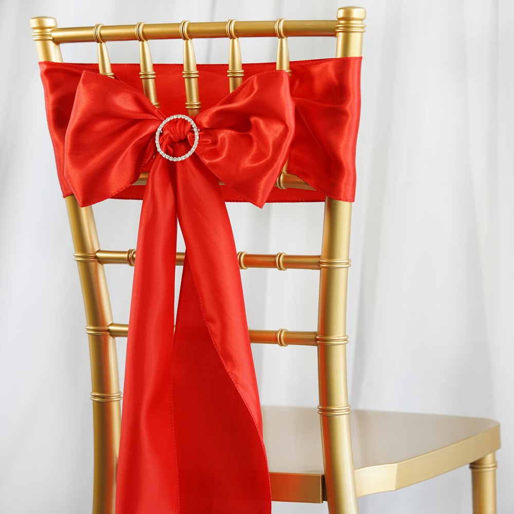 10 Red Satin CHAIR SASHES Ties Bows Wedding Ceremony Reception Decorations