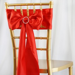 10 Red Satin CHAIR SASHES Ties Bows Wedding Ceremony Reception Decorations
