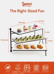 Sweese 3 Tiered Serving Stand, Foldable Rectangular Food Display Stand White