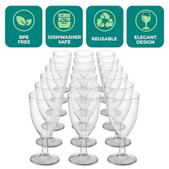 24 Plastic Wine Glasses Disposable – 7 Oz Clear BPA-Free Plastic 24-Pcs