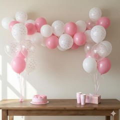 Pink Bow Balloons, 12 Inch Pastel Light Pink 12 inch 35pcs Pink White