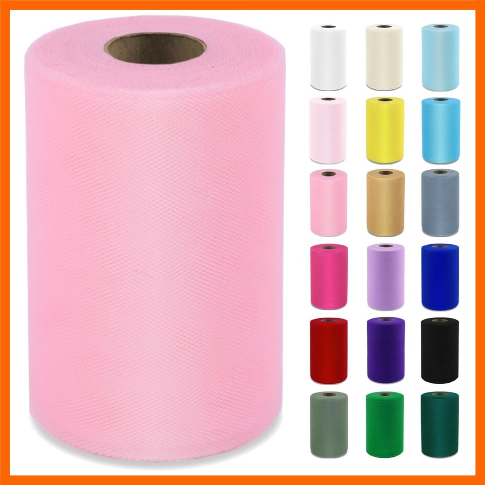Pink Tulle Fabric Roll 6″ by 100 Yards 300 ft Soft Tulle Spool for DIY Crafti…