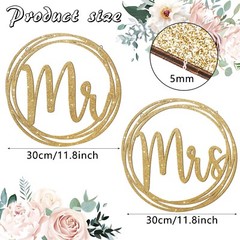 Yousoontic 2 Pcs Golden Wood Mr and Mrs Chair Signs Glitter Bride and Groom T…