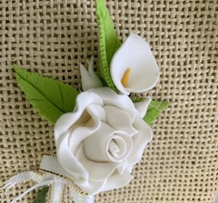 6 Vintage White Corsage Boutonniere Rose Lily Wedding Anniversary Quinceañera