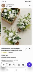 Ling’s Moment Wedding Aisle Runner Flower Arrangements May Lily & Olive 4pc