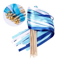 Whaline 30 Pack Ribbon Sticks Chromatic Silk 11.8 Inches X 20.4 Inches, Blue