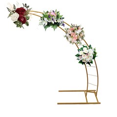 6.5ft Gold Metal Crescent Moon Wedding Arch Stand, Curved Flower Balloon Frame