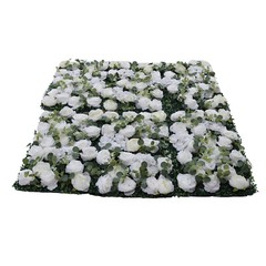 6 × Artificial Silk Flower Wall Panels 24 × 16 In White & Green Floral Backdrop