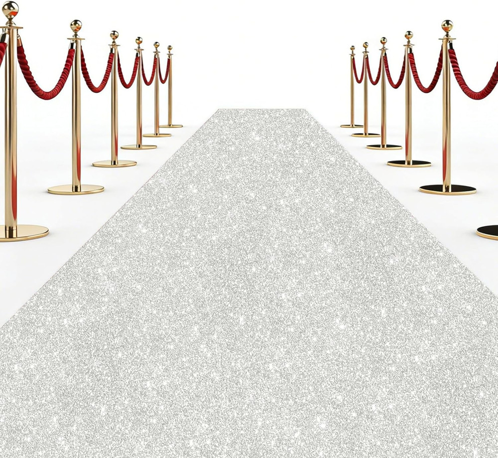 Glitter Carpet Runner 2.6FT X 30FT – Premium Non-Woven Sparkle Rug for Weddings,
