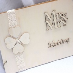 DIY Wooden Mr. and Mrs. Photo Frame MRMRS Wedding Guest Sign-in Book Wedding Sig