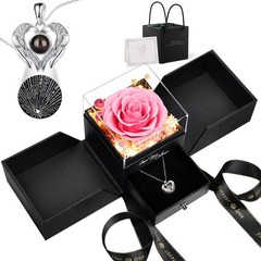 Gifts for Women Preserved Real Roses with I Love You Necklace Fresh Forever F.