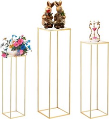Stackable Gold Metal Pedestal Stands for Indoor Outdoor Party Decorations