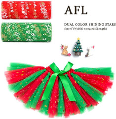 Gold Star Glitter Tulle Rolls 6 Inch X 10 Yards (30 Feet) Red Color for Table Ru