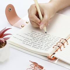 MultiBey A5 Binder 6-Ring Clear Binder Notebook Cover, Rose Gold Round Ring w…