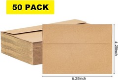 50 Pack Kraft Envelopes – 4 x 6 Inch Brown Paper One Size,