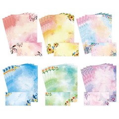 Lined Stationary Paper and Envelopes Set Floral Bird Watercolor Clear