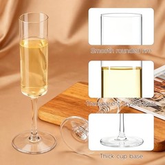 12-Pack Plastic Champagne Flutes, 6oz Square Disposable Toast 12-pack Clear