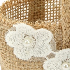 4Pcs Portable Burlap Candy Baskets Khaki Linen Wedding Storage Holders