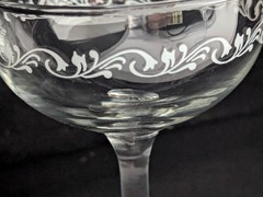 Vintage Bride & Groom Champagne Coupe Glasses Etched Scroll Wedding Toast Set