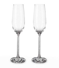 Amlong Crystal Champagne Flutes with 2 Count (Pack of 1), Clear