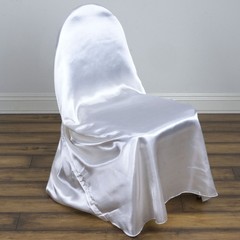 6 White SATIN UNIVERSAL CHAIR COVER for Wedding Banquet Reception Decorations