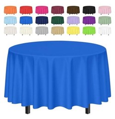 84 x 84 Plastic Table Cover Waterproof 2 Pack Royal Blue Tablecloth Round