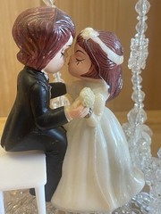 Vintage Handmade Beaded Gazebo WiltonKissing Bride And Groom Wedding Cake Top