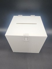White 8” Cube Acrylic Card Box Wedding Bridal Shower Party Plain Lockable