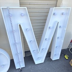 White Lighted Marquee Letter Set w/ # Sign – M B A F Letters