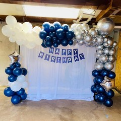 Blue Silver Balloons Set, 12 Inch and 12 Inch,