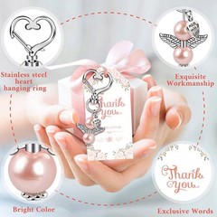 144 Piecces Angel Keychain with Baptism Favor Boxes Kraft Paper Alloy Keys Rings