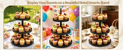 Cupcake Stand for 50 Cupcakes,Cupcake Stand 2 PACK Metal 3 Tier Cupcake Tower