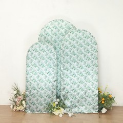 3 Eucalyptus Floral Satin Round Top Arch Backdrop Stand Covers Set Party Events