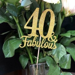 Fabulous 40 Centerpiece Sticks, 10 Pcs Gold 40th 3.9 inches x 14 inches,