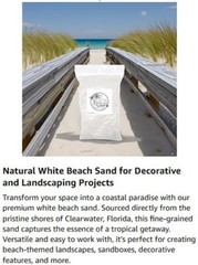 20 lbs. Natural White Beach Sand, Play sand, Sandbox Sand, Crafts and more.