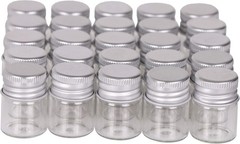 Mini Glass Bottles with Screw Caps 5ml 24 Sets Aluminum Top Metal Lids