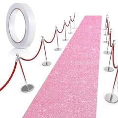 Carpet Runner for Party 4.6 x 60 Feet Runway Rug 4.6 x 16.4 Feet Glitter Pink