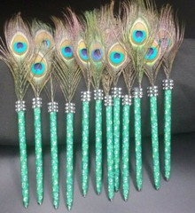 Weddings Peacock Feather Pen Favors ,Sweet16,Quinceañera,Recuerdos,12 pcs