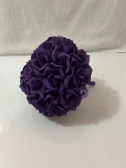 Artificial Flower Kissing Ball Purple Silk Rose Pomander for Wedding 1 Piece