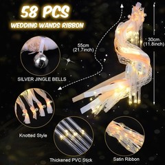 Magical 58 PCS Silk Fairy Wands with Lights & Ribbons for Unforgettable Events